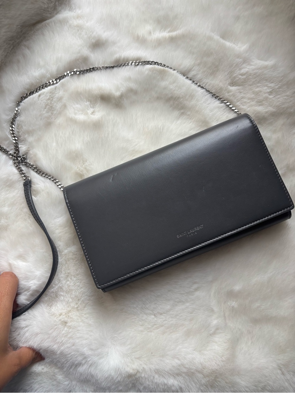 Saint Laurent Leather Chain Wallet Crossbody Bag
